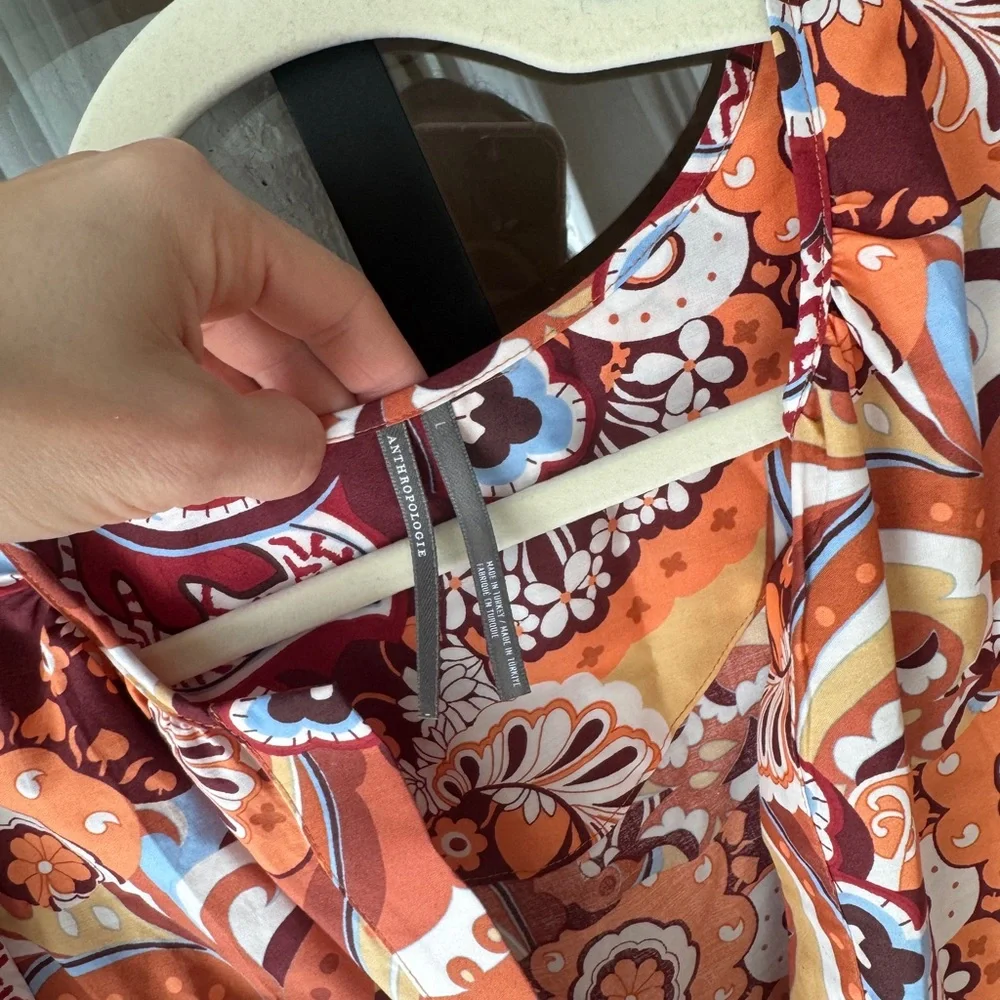 Anthropologie Somerset Tiered Maxi Dress Bronze Paisley print poplin pockets - Picture 6 of 11